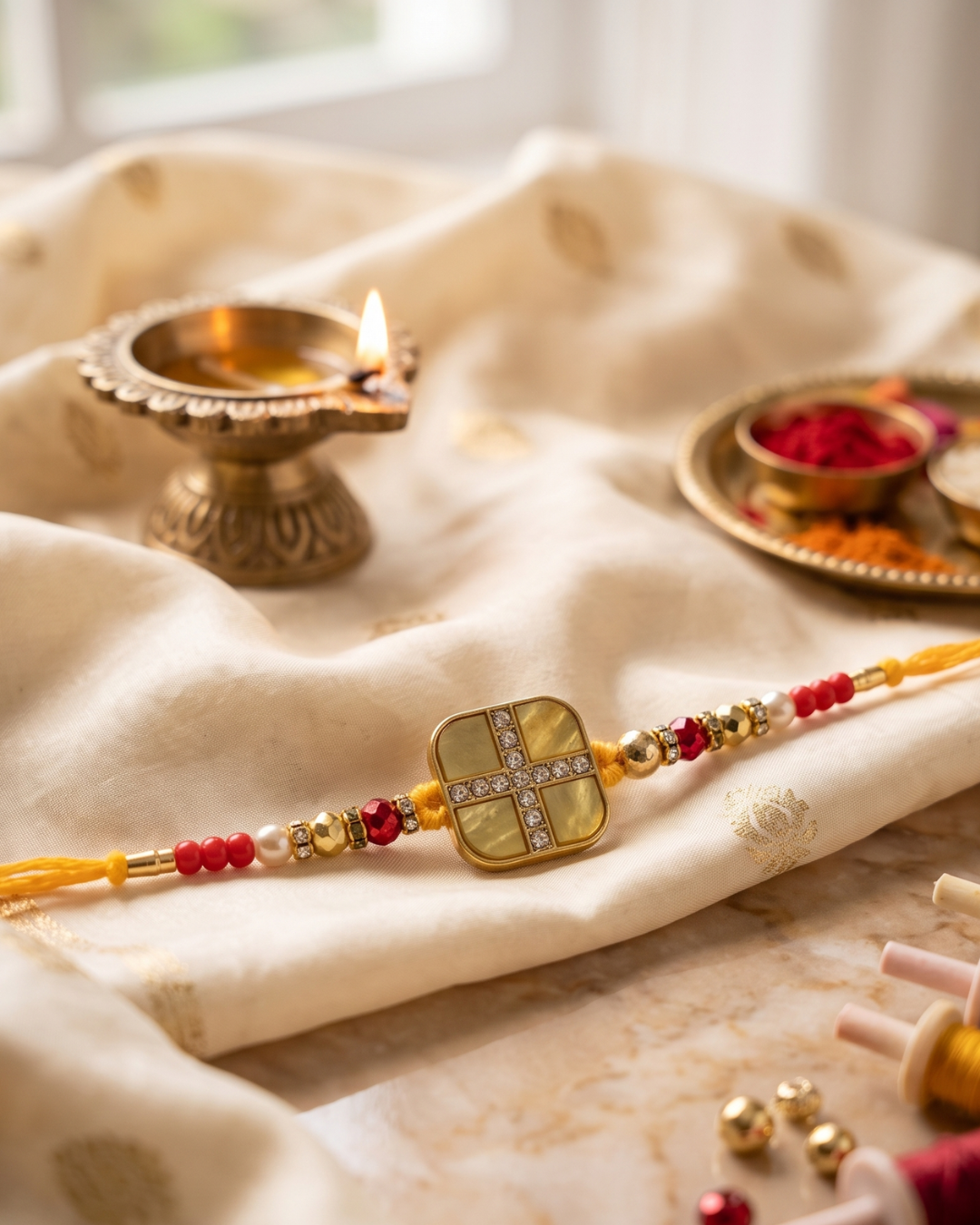 Elegant Pearl Charm Rakhi