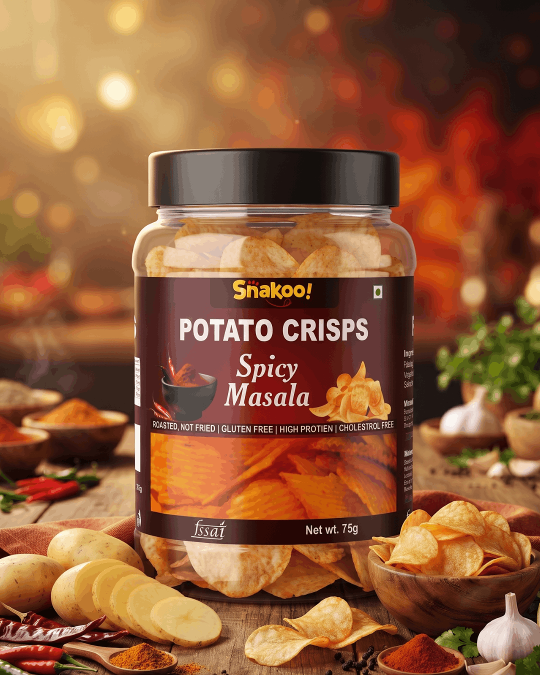 Snakoo Spicy Masala Blast Potato Crisps
