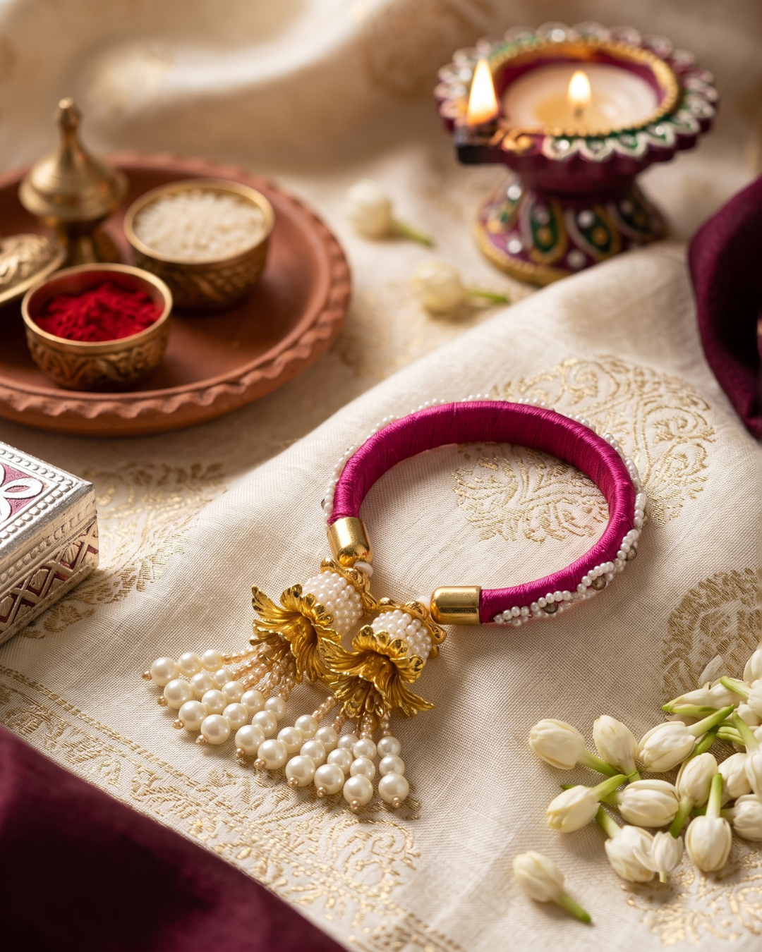 Handcrafted Pearl Rakhi(Chuda)