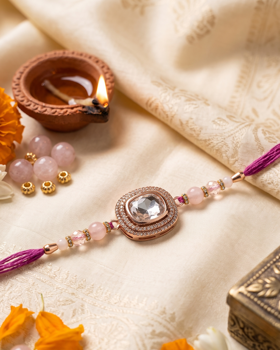 Sparkling Solitaire Stone Rakhi