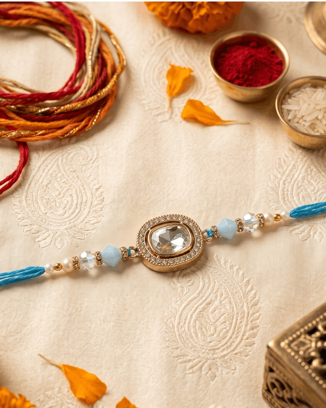 Sparkling Solitaire Stone Rakhi