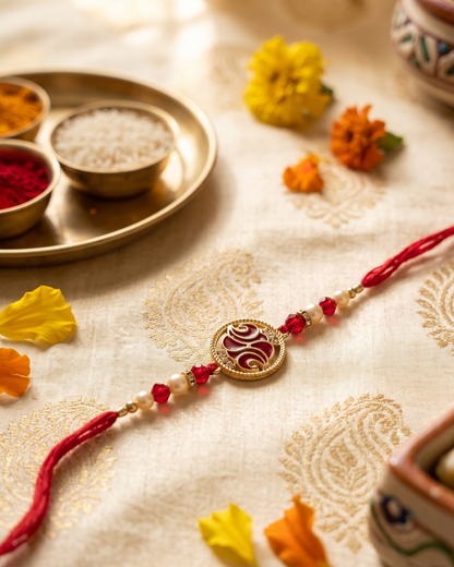 Aesthetic Golden Swirl Rakhi