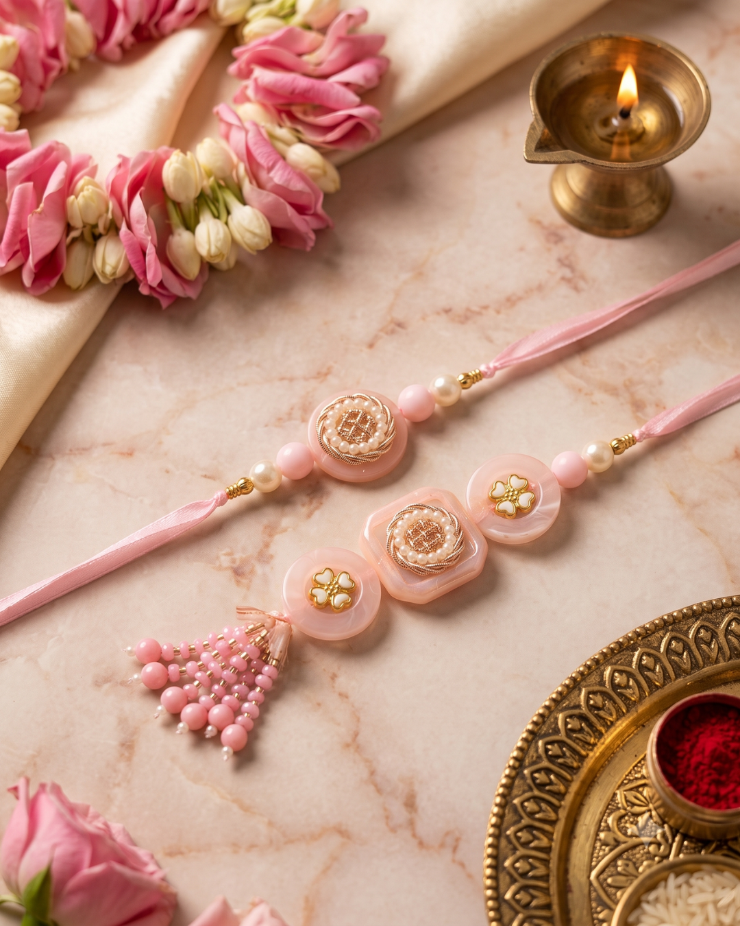 Traditional Floral Bhaiya Bhabhi Rakhi