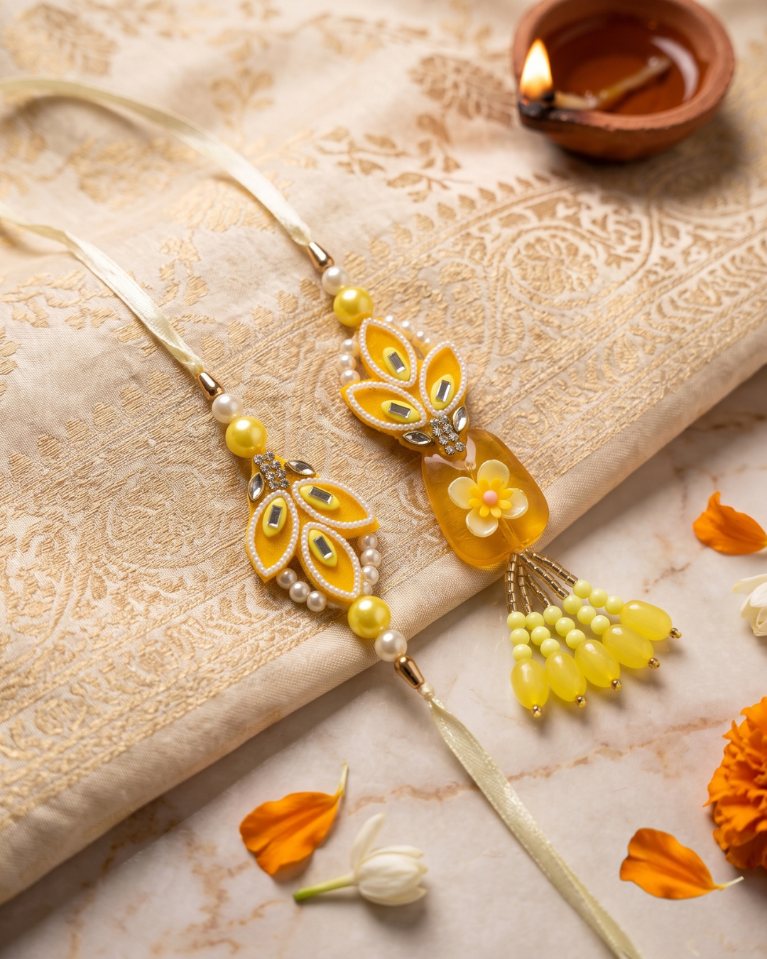 Floral Pearl Bhaiya Bhabhi Rakhi