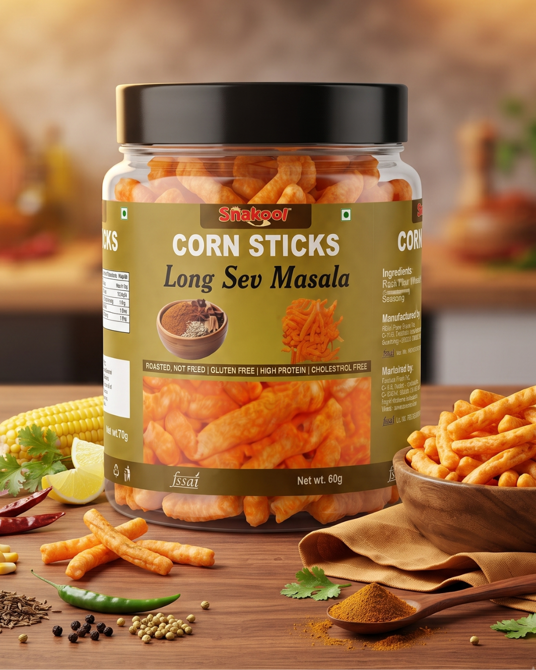 Snakoo Long Sev Masala Corn Sticks