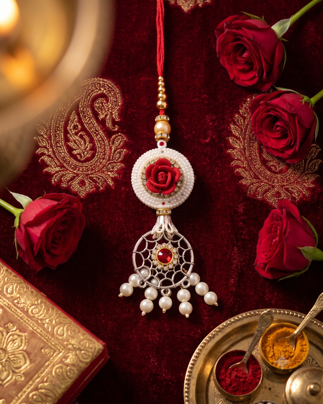 Classic Rose Rakhi(Latkan)